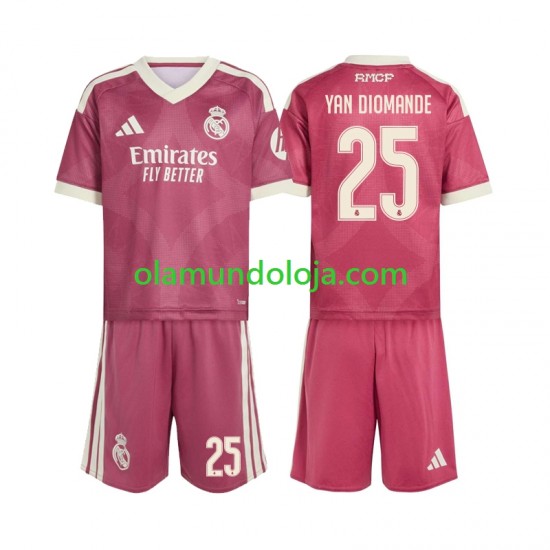 Camisola Real Madrid Yan Diomande 25 Criança Equipamento Terceiro 2026-2027 Manga Curta